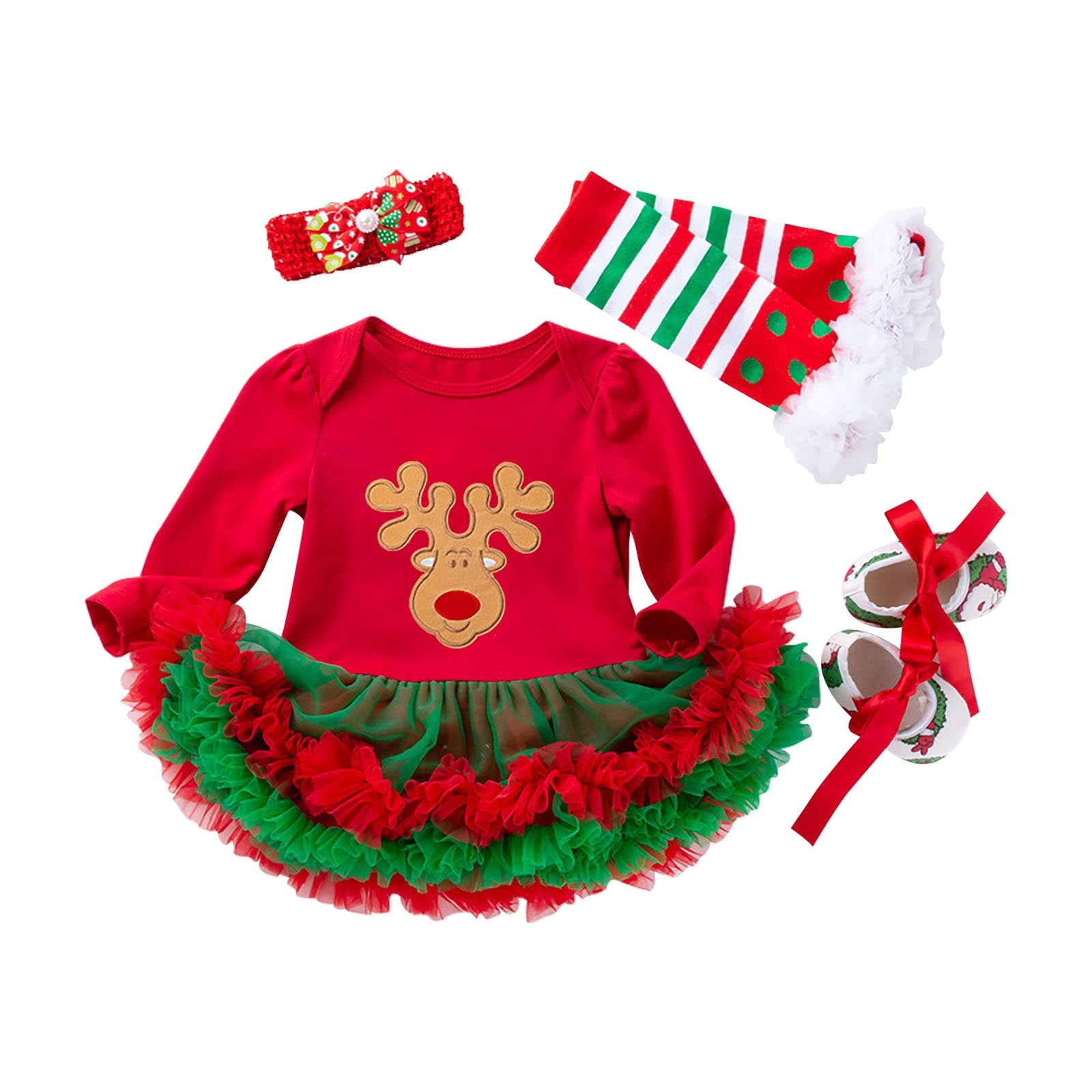 Kids Deer Costume – Toddler Reindeer Outfit With Antler Headband & Booties – Soft Velour Jumpsuit For Halloween & Christmas - View #9