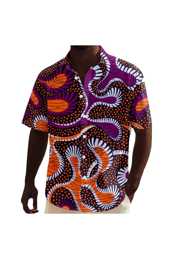 Shirts For Men Short Sleeve African Dashiki Traditional Style Shirt Summer Hawaii Beach Holiday Ankara Floral Shirts Xl