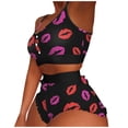 thumbnail image 1 of Bjutir Short Sets For Women Outfit Sexy Printing Pajamas Sleeveless Cami Shorts Lingerie Sleepwear Set Black L, 1 of 4