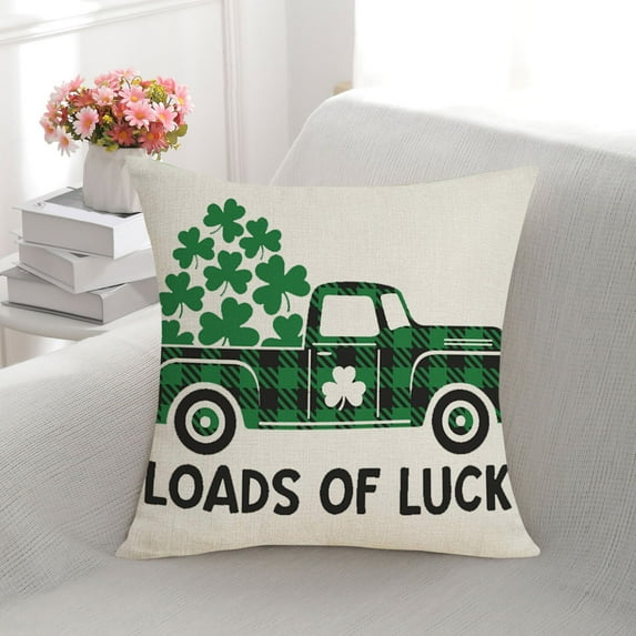 Bjutir St. Patrick's Day Linen Pillow Cover Irish Holiday Decoration Pillow Cover