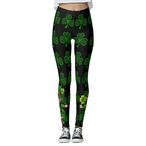 Bjutir St Patricks Day Leggings For Women Women'S Paddy Stripes Good Luck Green Pants Print Leggings Pants For Yoga Running Pilates Gym