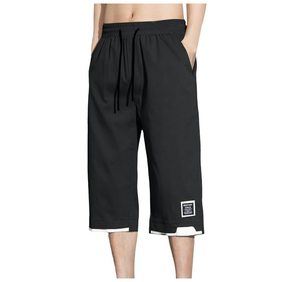 Bjutir Summer Casual Shorts Men Shorts With Pockets Plus Size Pants Black L