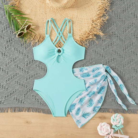 Bjutir Summer Girls Swimsuit Size 9-10 Years Kids Bikini 2 Piece Bikini Sets Sport Bathing Suits Toddler Girl Swimwear Blue