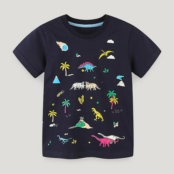 Bjutir Summer T-Shirts For Boys Toddler Girls Short Sleeve Cartoon Dinosuar Prints T Shirt Tops Clothes For 3-4 Years
