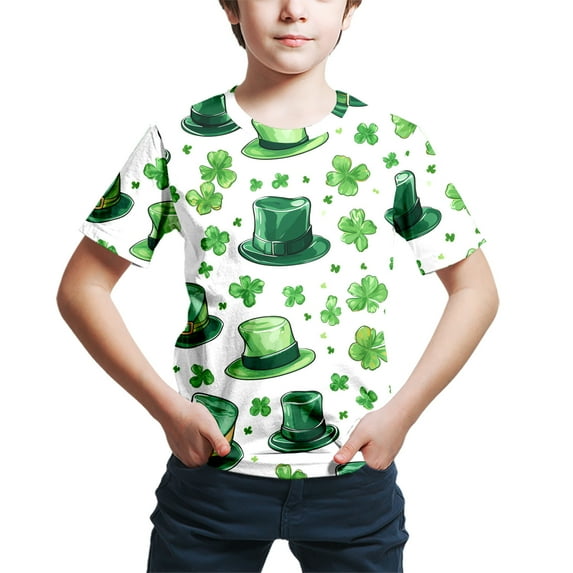 Bjutir Summer T-Shirts For Boys Toddler Girls Short Sleeve St. Patrick'S Day Prints T Shirt Tops Clothes For 11-12 Years