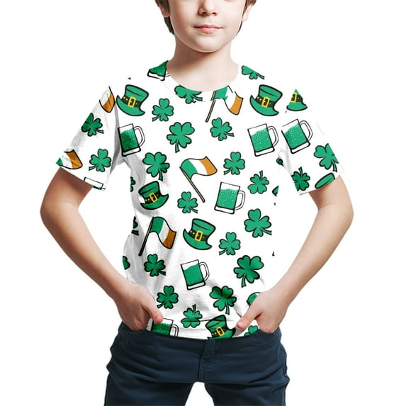 Bjutir Summer T-Shirts For Boys Toddler Girls Short Sleeve St. Patrick'S Day Prints T Shirt Tops Clothes For 4-5 Years