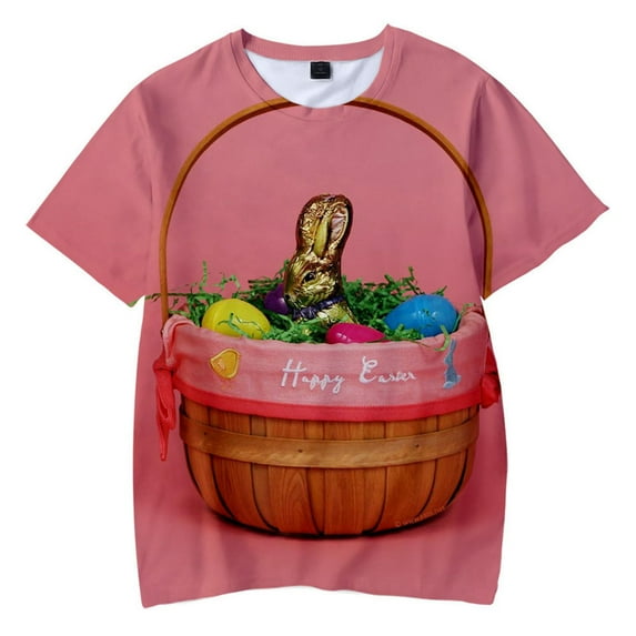 Bjutir Toddler Boys T Shirts Summer Short Sleeve Kids 3D Digital Printed T Shirt Easter Eggs For Boy And Girl Out Wear Easter Gift For 5-6 Years