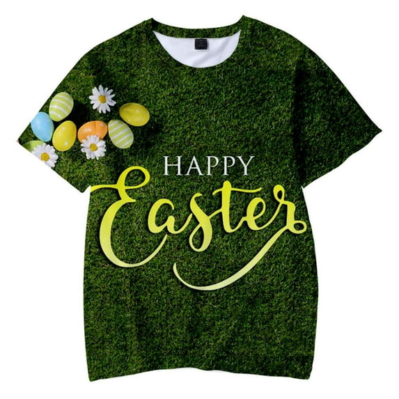 Bjutir Toddler Boys T Shirts Summer Short Sleeve Kids 3D Digital Printed T Shirt Easter Eggs For Boy And Girl Out Wear Easter Gift For 6-7 Years