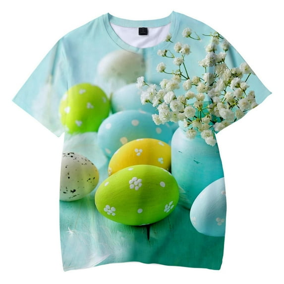 Bjutir Summer T-Shirts For Boys Toddler Kids New 3D Digital Printed Short Sleeve T Shirt Easter Eggs For Boy And Girl Out Wear Easter Gift For 10-11 Years