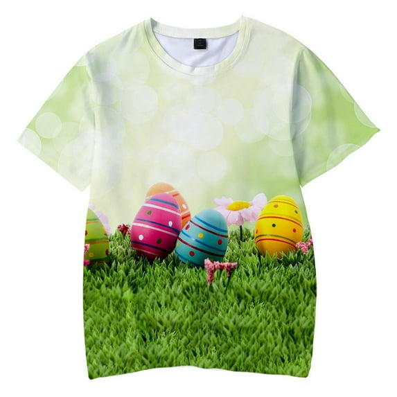 Bjutir Summer T-Shirts For Boys Toddler Kids New 3D Digital Printed Short Sleeve T Shirt Easter Eggs For Boy And Girl Out Wear Easter Gift For 5-6 Years