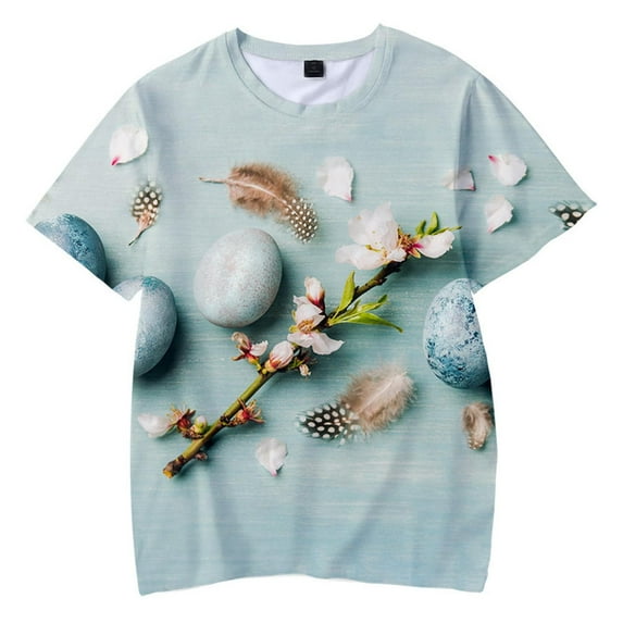 Bjutir Summer T-Shirts For Boys Toddler Kids New 3D Digital Printed Short Sleeve T Shirt Easter Eggs For Boy And Girl Out Wear Easter Gift For 5-6 Years