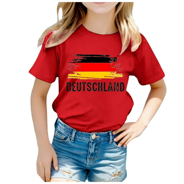 Bjutir T Shirts Boys Girls Tops Children Flag Of Germany Print Short