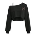 thumbnail image 1 of Bjutir T Shirts For Girls Long Sleeve Leopard Bowknot Print Off Shoulder Tops Breathable Casual Wear Basic Tops Size 7-16 Years, 1 of 5
