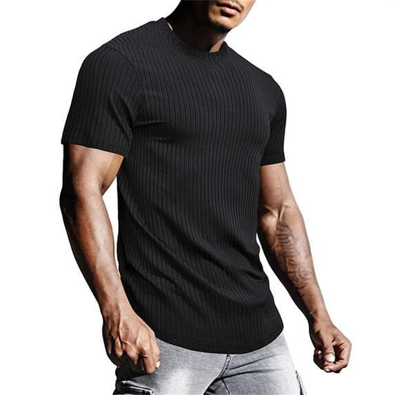 Bjutir T Shirts For Men Summer Leisure Fashion Solid Color Contrast Design Short Sleeve Tops L