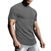 Bjutir T Shirts For Men Summer Leisure Fashion Solid Color Contrast Design Short Sleeve Tops S