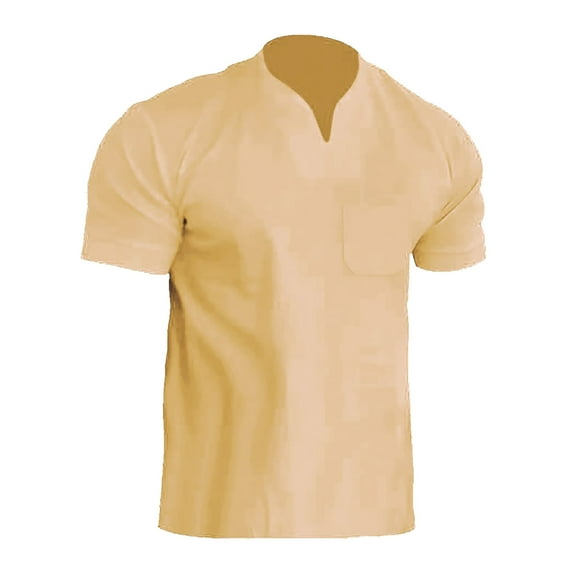 Bjutir T Shirts For Men Summer Leisure Fashion Solid Color Pocket Contrast Design Short Sleeve Tops L