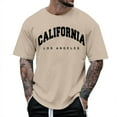 thumbnail image 1 of Bjutir T-Shirts for Men Summer Casual Letter Print T Shirt Blouse Short Sleeve Round Neck Tops T Shirt Khaki 2Xl, 1 of 4