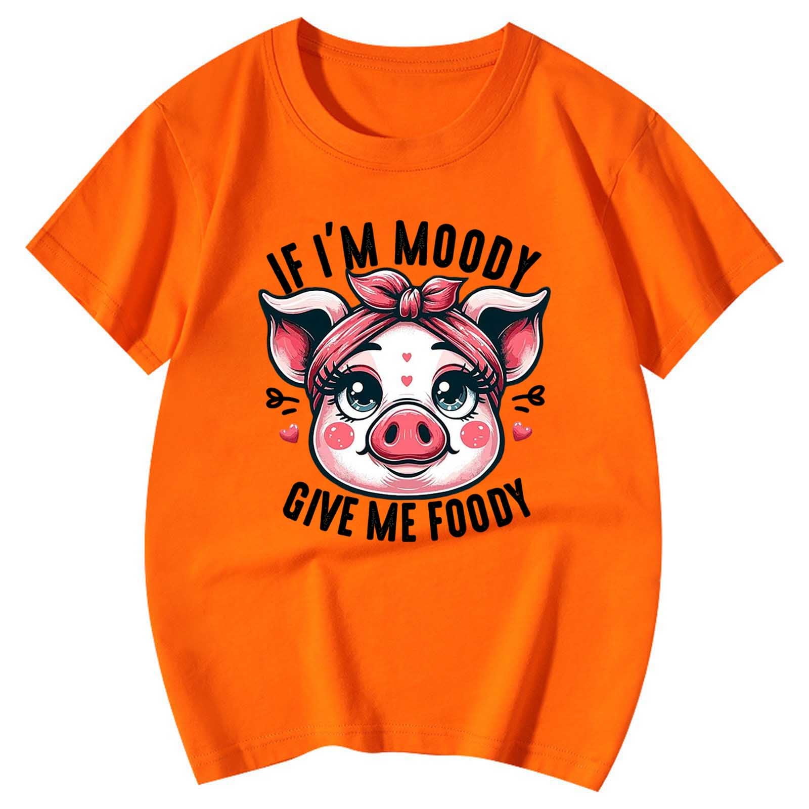 Bjutir Tees For Girls Letter Animal Cartoon Print Short Sleeve Crew ...