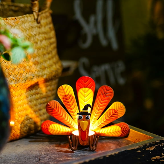 Bjutir Thanksgiving Decorations Turkey Shape Candle Holder Table Decoration