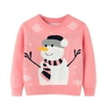thumbnail image 1 of Bjutir Toddler Boys Girls Christmas Cartoon Snowman Prints Sweater Long Sleeve Crew Neck Tops Warm Knitted Pullover Knitwear Clothes Pink Size 4-5 Years, 1 of 4
