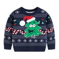 thumbnail image 1 of Bjutir Toddler Boys Girls Christmas Cartoon Warm Knitted Sweater Long Sleeve Tops Knitwear Cardigan Coat Navy Size 2-3 Years, 1 of 6