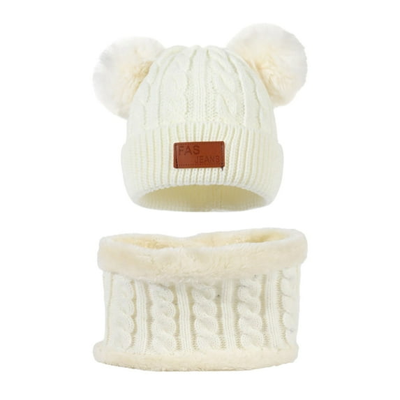 Bjutir Toddler Boys Girls Hat Scarf Glove Set Winter Kids Knitting Cute Solid Color Childrens Keep Warm Hat Scarf Glove Set Fit For 1-4 Years Kids