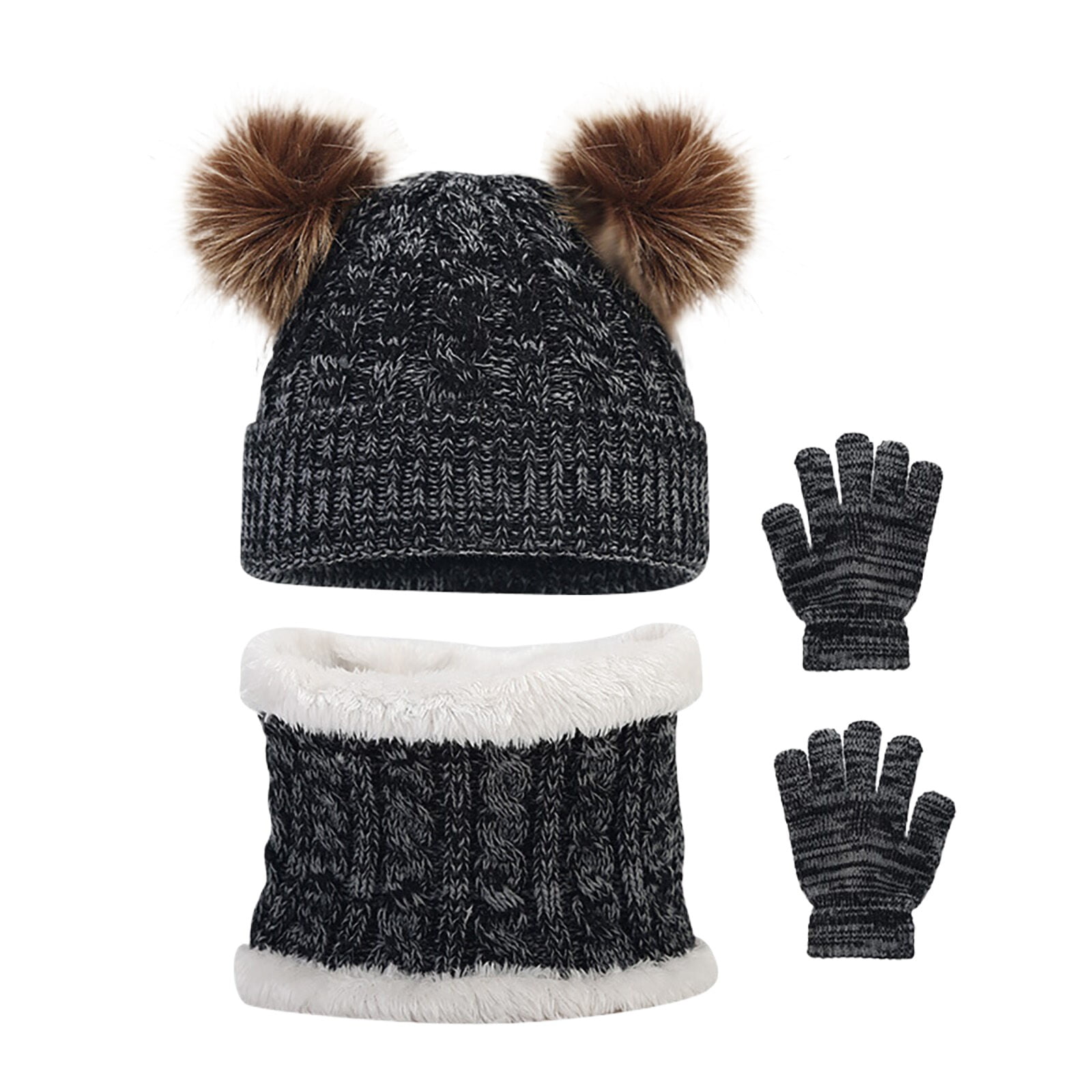 Bjutir Toddler Boys Girls Hat Scarf Glove Set Winter Kids Knitting Cute
