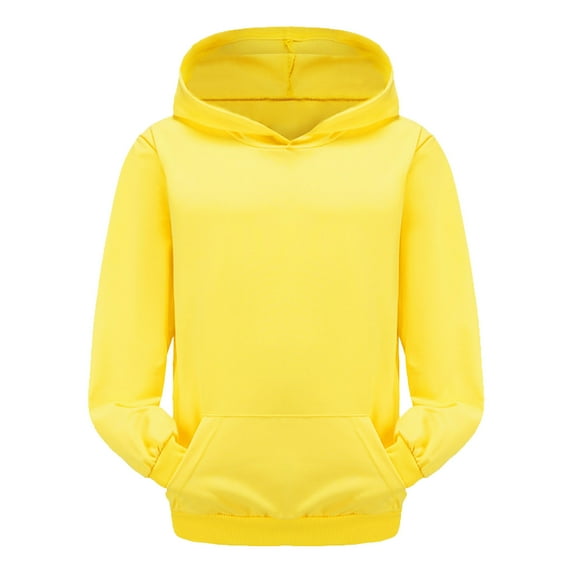 Bjutir Toddler Boys Girls Hoodies Solid Color Long Sleeve Warm Hoodie Pullover Tops Kids Fall Winter Fashion Clothes Yellow Size 9-10 Years