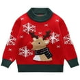 thumbnail image 1 of Bjutir Toddler Boys Girls Winter Sweater Christmas Print Long Sleeve Cartoon Deer Knit Sweater Warm Tops For Children Clothes Red Size 12-18 Months, 1 of 3
