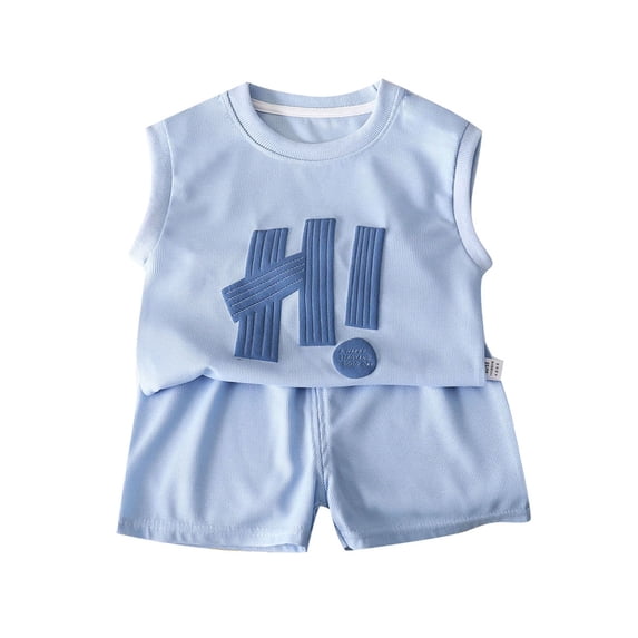 Bjutir Toddler Boys Outfit Set Letter Print Sleeveless Crew Neck Tops ...