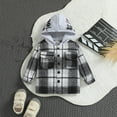 thumbnail image 1 of Bjutir Toddler Boys Tops Kids Flannel Jacket Plaid Long Sleeve Lapel Button Down Shacket Baby Girls Shirt Hooded Top Coat Outwear, 1 of 9