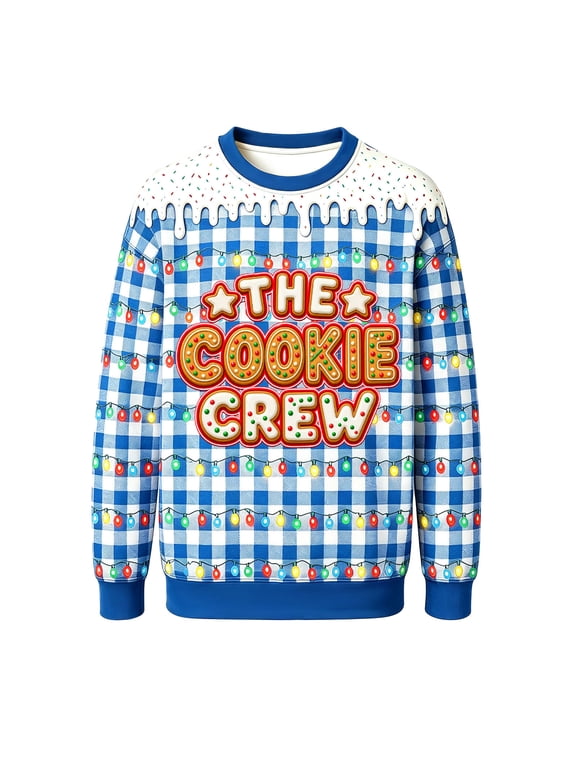 Toddler Christmas Sweatshirts Boys Graphic Print Pullover Tops Loose Fit Crewneck Sweatshirt Going Out Clothes Size 3-14 Years, Blue