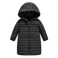 thumbnail image 1 of Bjutir Toddler Girls Coat Kids Long Down Coat Zipper Hooded Jacket Lightweight Children Winter Jackets Outwear Black 3-4 Years, 1 of 9