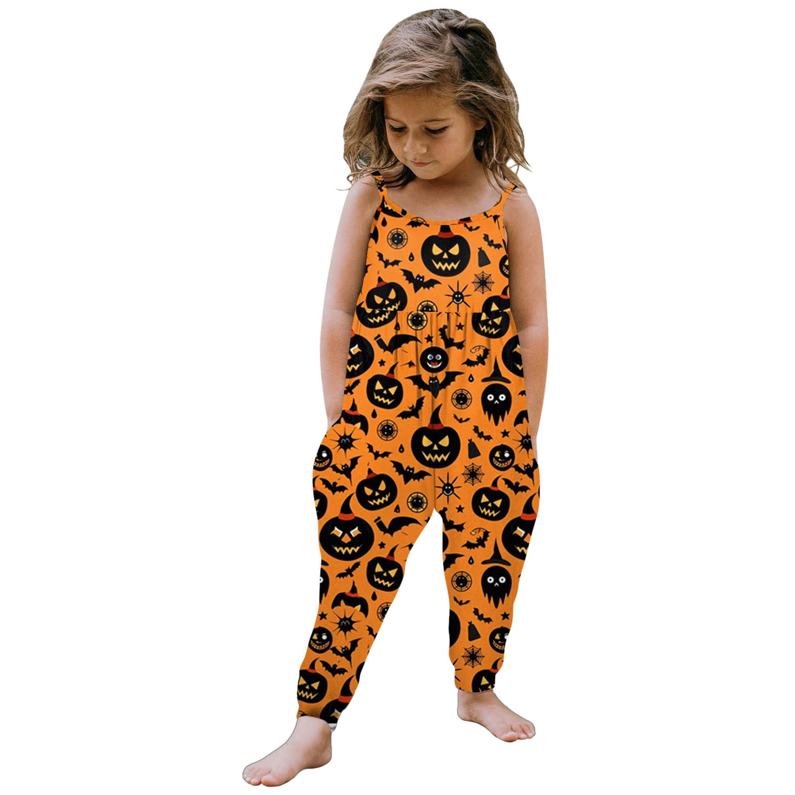 Bjutir Toddler Girls Jumpsuits Baby Halloween Prints Jumpsuit