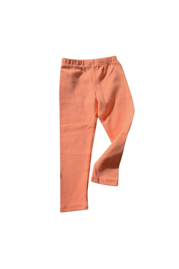 Toddler Girls Pants Baby Leggings Ribbed Ruffle Solid Color Tight Stocking Bottom Pants Orange 3-6 Months