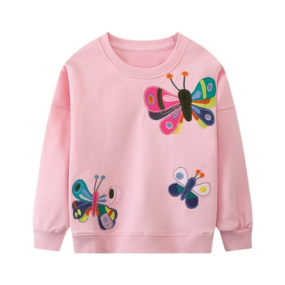 Bjutir Toddler Girls Shirts Tops Sweatshirt Crewneck Hoodies Long Sleeve Fall Winter T Shirt Kids Pullover Tops Pink 2-3 Years