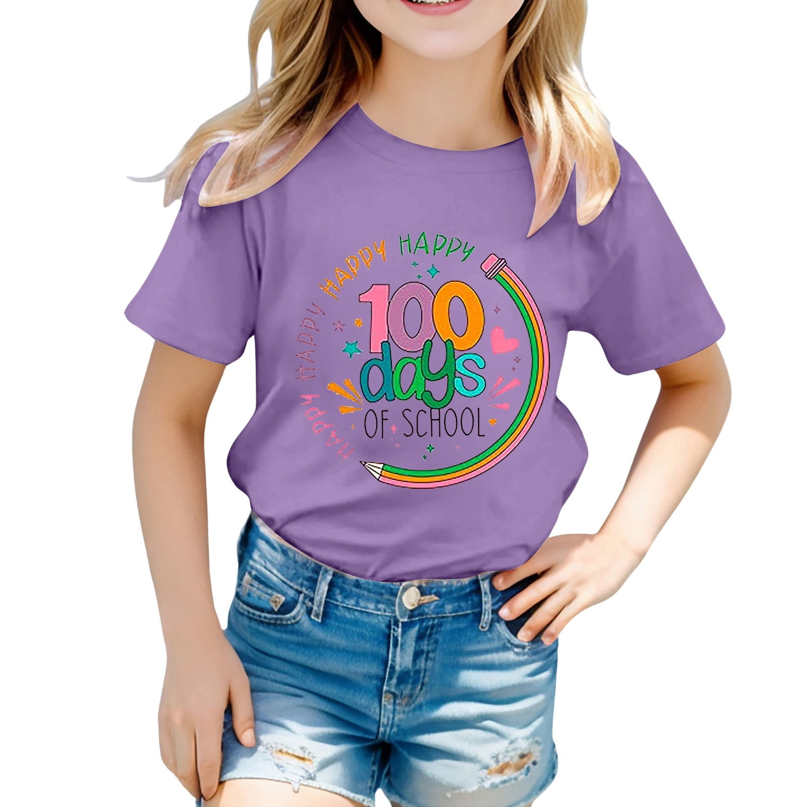 Bjutir Toddler Girls Tops Cool 100 Days Of School Shirt Boys 100Th Day ...