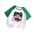 thumbnail image 1 of Bjutir Toddler Girls Tops Kid Baby Cute Round Neck Short Sleeve Print Raglan Sleeve Tee Summer Casual T Shirt Girl T-Shirts Green Size 3-4 Years, 1 of 3