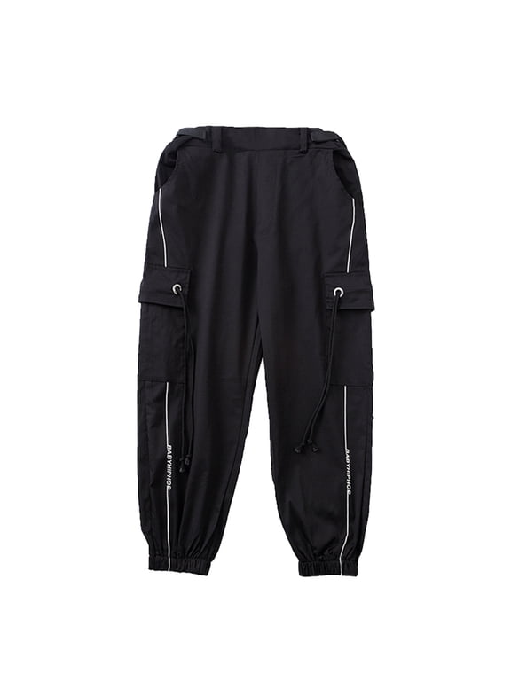 Toddler Kids Casual Pants Tollder Boys Girl Fashion Waist Flare Pants Long Pants Jeans Cargo Pants Trousers Black 8-9 Years