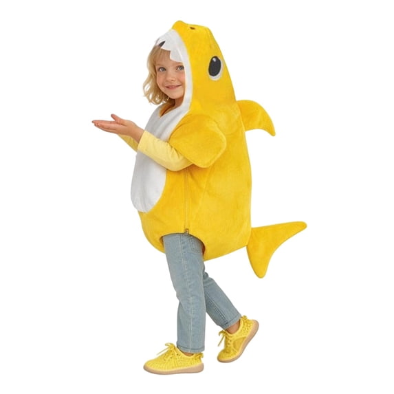Bjutir Toddler Kids Romper Jumpsuit Shark 3D Animals Outfit Halloween Cosplay Party Adorable Performance Dress Up Clothes For Boys Girls Size 1-6 Years Yellow