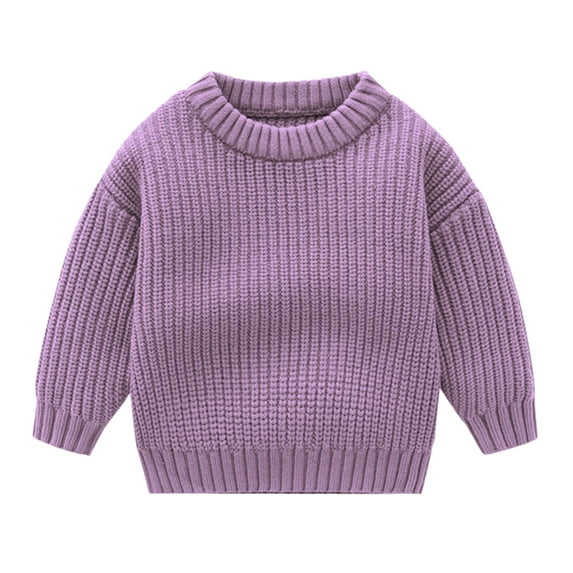Bjutir Toddler Kids Solid Knit Sweater Solid Color Long Sleeve Crew Neck Fall Winter Clothes For Girls Boys Baby Tops Clothes Size 18-24 Months
