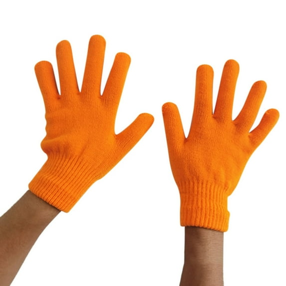 Bjutir Unisex Knitted Gloves Winter Men Women Warm Five Fingered Adult Handwear Warm Gloves Thermal Soft Knit For Cold Weather Orange