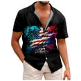 thumbnail image 1 of Bjutir Usa Shirt Men Short Sleeve Button Down Lapel Neck Tops Usa Flag Print Fashion 3D Printed Patriotic Lightweight Summer T Shirts Beach Hawaiian Mens Tees Green L, 1 of 3