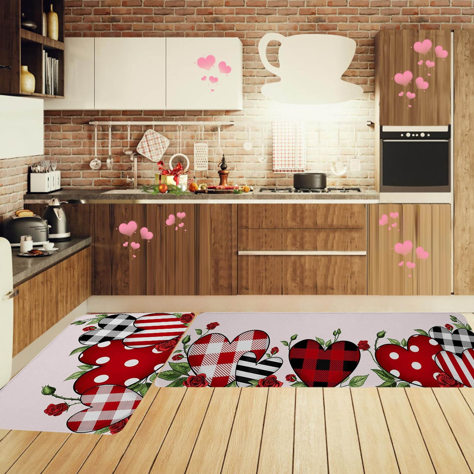 Bjutir Valentines Day Kitchen Rugs And Mats Set Of 2 Valentines Kitchen