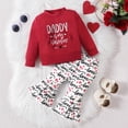 thumbnail image 1 of Bjutir Valentines Day Outfit Toddler Baby Girls Long Sleeve Letter Prints T Shirt Pullover Tops Bell Bottoms Pants Outfits For 24M, 1 of 6