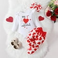 thumbnail image 1 of Bjutir Valentines Day Outfit Toddler Baby Girls Long Sleeve Letter Romper Bodysuit Heart Prints Bell Bottoms Pants Outfits For 6M, 1 of 7