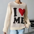 thumbnail image 1 of Bjutir Valentines Day Women Tops Casual Love Sweater Loose Lazy Style Round Neck Jacquard Knitted Top Pullover Long Sleeved Sweater, 1 of 7