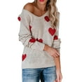 thumbnail image 1 of Bjutir Valentines Day Women Tops Knitted Sweater Love Pullover Large Loose Sweater, 1 of 6