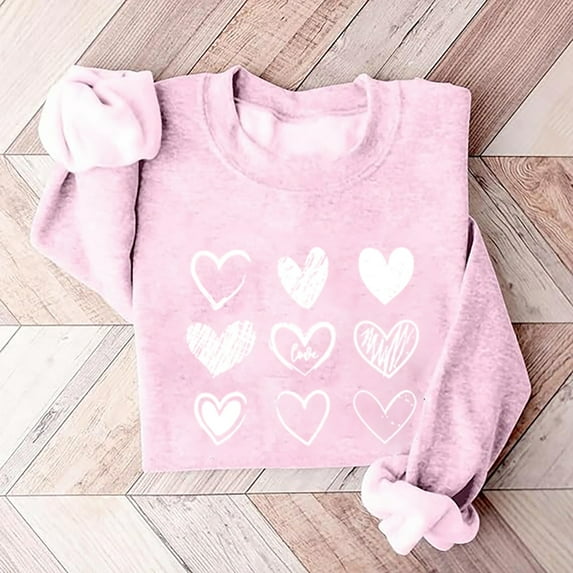 Bjutir Valentines Day Women Tops Sweatshirts For Women Love Heart Graphic Pullover Winter Crewneck Long Sleeve Sweatshirts
