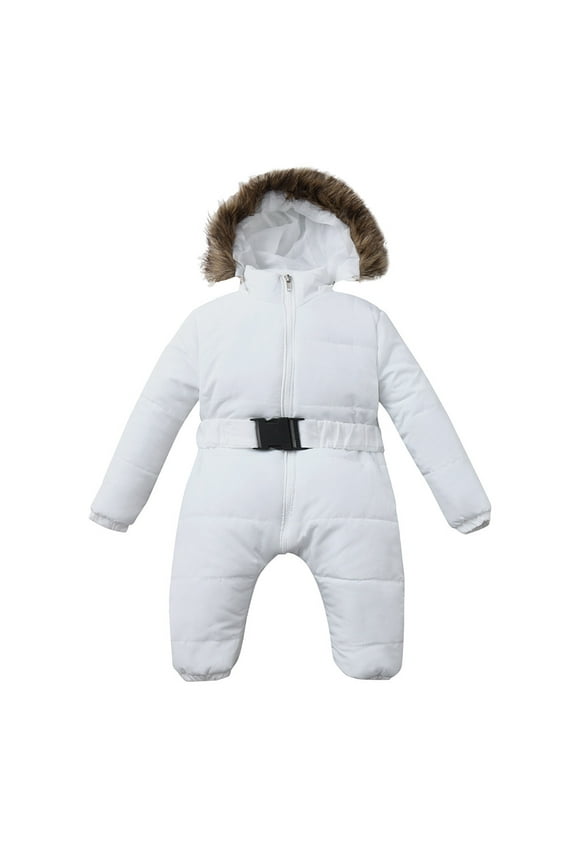 Winter Baby Boy Girl Warm Romper Snowsuit Warm Thicken Coat Hooded Jumpsuit White Size 6-9 Months
